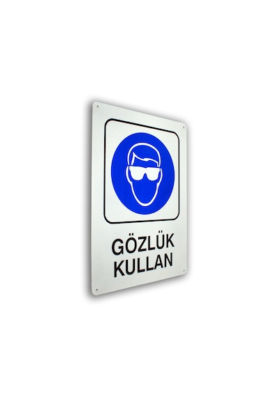 Metal İş Güvenliği Ve Uyarı Levhaları 25 36 Cm. Gözlük Kullan