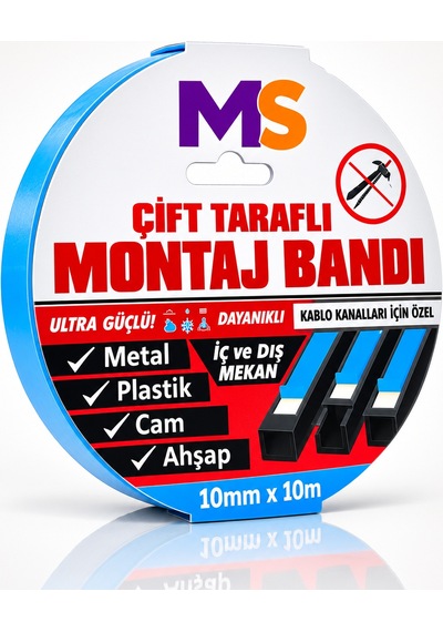 Ultra Güçlü 10 Mm X 10 Mt Çift Taraflı Köpük Montaj Bandı Metal Plastik Cam Ahşap Bantı Bantları