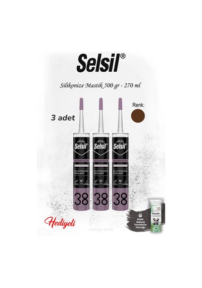 Kahverengi Selsil 3 Adet Silikonize Mastik 500 Gr. Ve Rosie