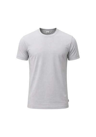 Plus Scorpion T02 Kol Katlama Erkek Slim Fit Basic Tişört Bisiklet Yaka, Düz Kumaş, Yazlık Model Gri