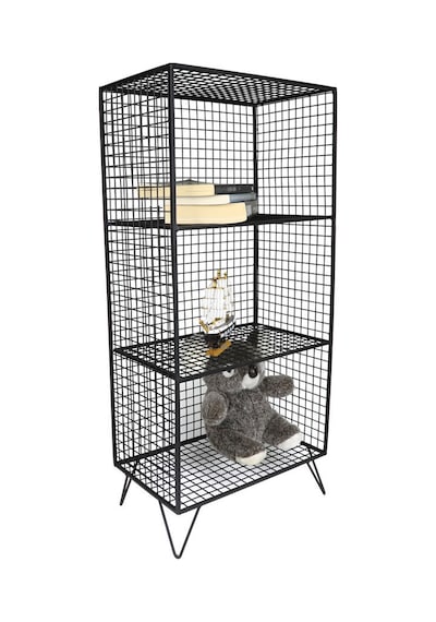 Ayaklı Metal Rafı 3 Gözlü Kitaplık Grid Kafes Tel Model Wd-62