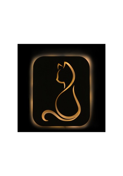 Led Işıklı Kişiselleştirilebilir Kedi Temalı Tablo Gayne Dekoratif Gece Lambası Sarı - 737293250 Sarı