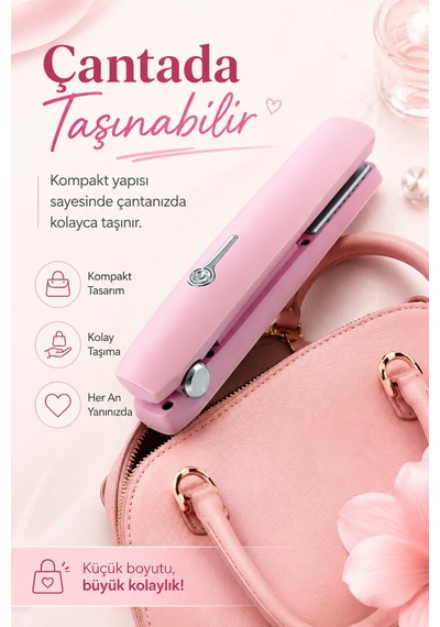 Şarjlı Kablosuz Saç Düzleştirici Seramik Plakalı İki Isı Ayarlı Usb-c Seyehat Tipi Taşınabilir Saç Ütüsü