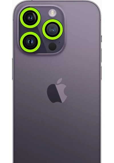 Newface Apple Uyumlu iPhone 12 Pro Max Neon Fosforlu Kamera Lens - Yeşil,