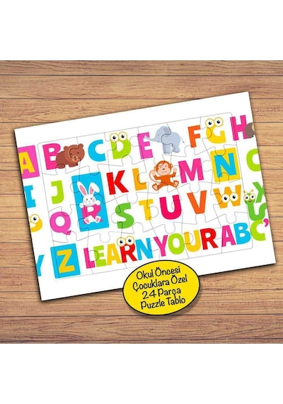 Türk Alfabesi Öğreniyorum Çocuklara Özel Puzzle Yapboz Tablo-pz192