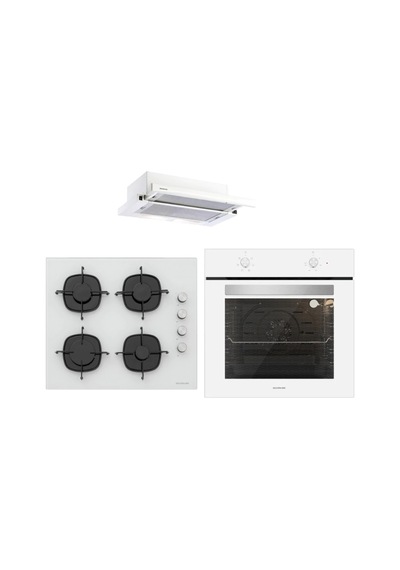 Silverline BO6501W01 - CS5335W01 - 1140 Crystal Line 60 Beyaz Ankastre Set