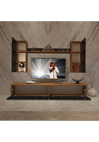 Decoraktiv Eko 5d Mdf Std Tv Ünitesi Tv Sehpası Ceviz - Siyah