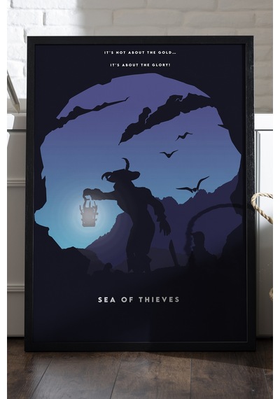 Sea Of Thieves Siyah Ahşap Çerçeveli Poster, Dekoratif Oyun Duvar Tablosu