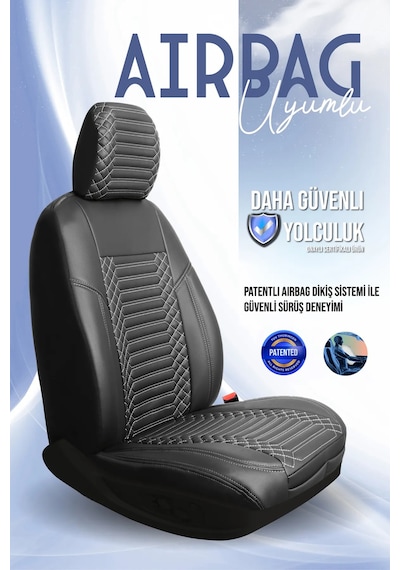 Hyundai Getz Lüx Full Deri Oto Koltuk Kılıfı Ön Arka Takım Exclusive Siyah Beyaz