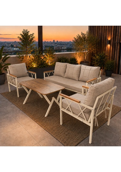 Miray Krem Metal 311 Masalı Bej Balkon Bahçe Oturma Grubu Minderli Metal Bahçe Mobilyası Takımı Miray Krem Metal 311 Masalı Bej Balkon Bahçe Oturma Grubu Minderli Metal Bahçe Mobilyası Takımı