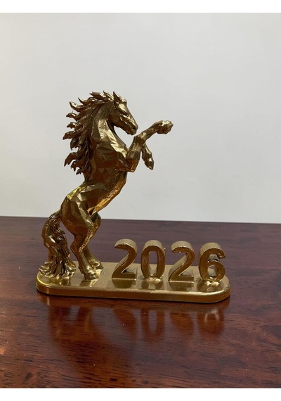 Şahlanan At Figürlü Gold Renk Dekoratif Biblo Ev - Işyeri - Ofis Için Süs 15 Cm
