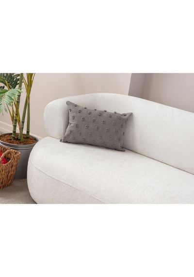 Swita Home Dekoratif Puantiye Keten Kumaşlı Kırlent Kılıfı 30x50 Gri