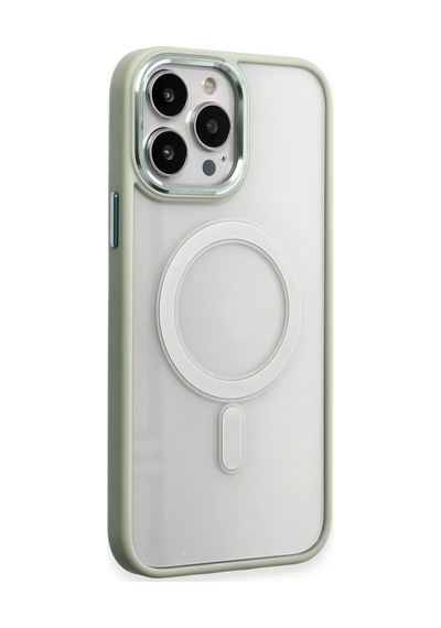 Apple iPhone Uyumlu  15 Pro Max Uyumlu Kılıf Room Magneticsafe Silikon - Su Yeşili