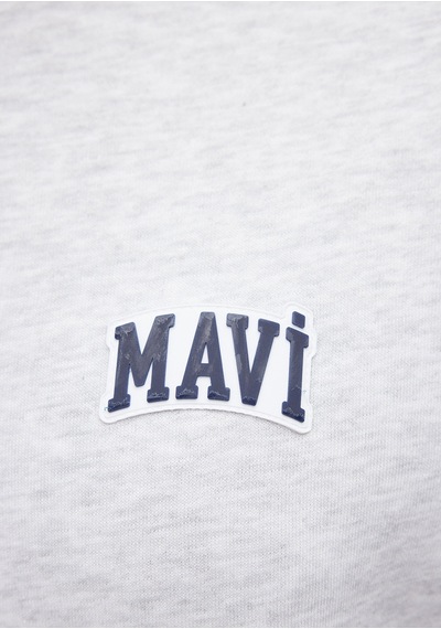 Mavi - Mavi Logo Baskılı Kapüşonlu Gri Sweatshirt 0s10173-82498 Gri