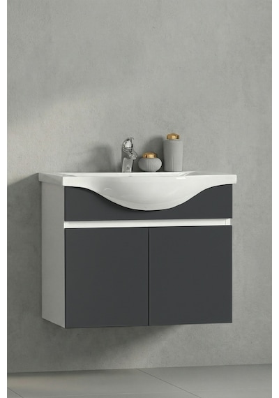 Yıldız 65 Cm Beyaz-antrasit Gri Mat Mdf Seramik Lavabolu Asma Banyo Alt Dolabı Beyaz - Antrasit Yıldız 65 Cm Beyaz-antrasit Gri Mat Mdf Seramik Lavabolu Asma Banyo Alt Dolabı Beyaz - Antrasit