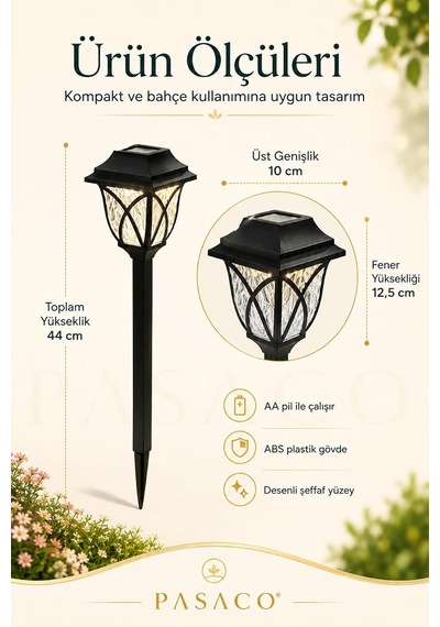 Tr 6'li Set Solar Güneş Enerjili Bahçe Yürüyüş Yolu Peyzaj Dekoratif Led Aydınlatma