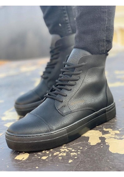 Chekich Ch029 Cst Vulcanized Lace Up Erkek Bot Sıyah Siyah