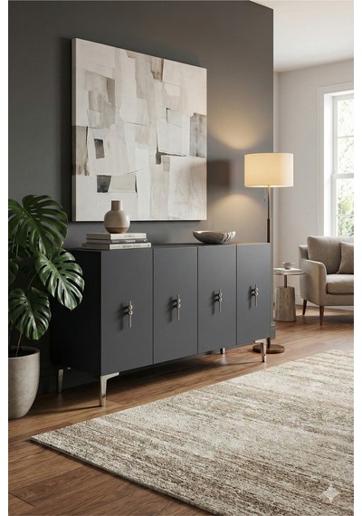 Ka1217as Salkım120 Konsol, Kahve Köşesi Ve Tv Sehpası, Çok Amaçlı Dolap Antrasit-sılver 120cm Ka1217as Salkım120 Konsol, Kahve Köşesi Ve Tv Sehpası, Çok Amaçlı Dolap Antrasit-sılver 120cm