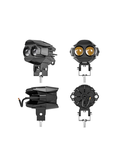 2 Adet Motosiklet Atv Utv Led Lazer Sis Farı Delici Beyaz Sarı Çift Renk 12 -24 Volt