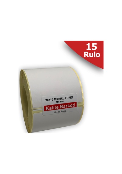70X70 Termal Etiket 15 Rulo Barkod Etiketi Kalite Barkod