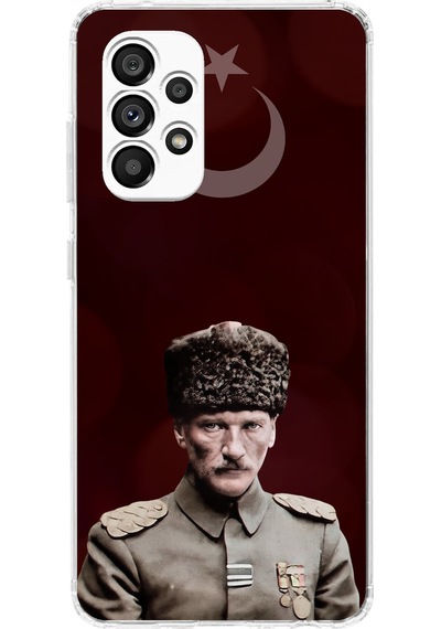 Samsung Galaxy A23 Uyumlu Ay Yıldız Ve Başkomutan Atatürk Baskılı Silikon Kılıf Renkli