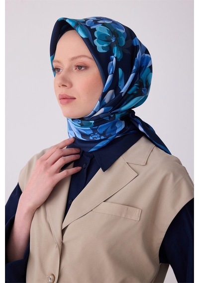 Belli İpek Eşarp - 4330-80 Lacivert Twill