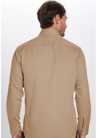 Tudors Erkek Regular Fit Klasik Kesim %100 Pamuk Saten Tek Cepli Krem Gömlek-32673 Krem
