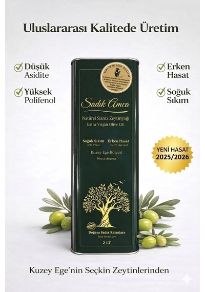 Erken Hasat Soğuk Sıkım Natürel Sızma Zeytinyağı Teneke 2 L
