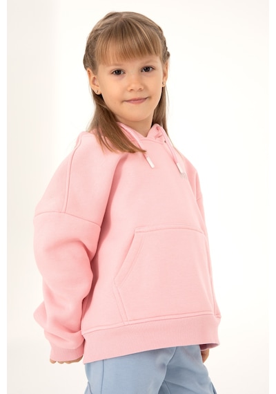U.S. Polo Assn. Kız Çocuk Pudra Basic Kapüşonlu Sweatshirt 50297438-VR042
