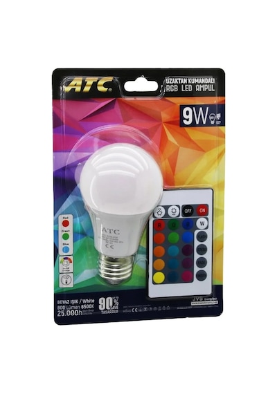 Uzaktan Kumandalı 16 Renkli Led Ampul E27 9w Enerji Tasarruflu