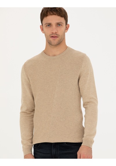 Pierre Cardin Erkek Triko Kazak - Bej 50281823-VR011 Bej