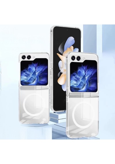 Samsung Uyumlu Galaxy Z Flip 6 Kılıf Kamera Korumalı M-safe Sert Pc Zore Porto Kapak Seffaf