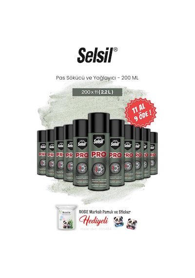 Selsil Pas Sökücü Ve Yağlayıcı 11 Al 9 Öde 200 Ml Ve Rosie Pamuk 1 adet
