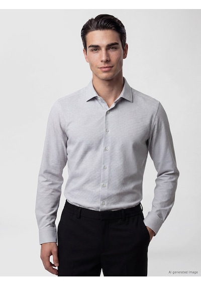 Lcw Busıness Gri Slim Fit Armürlü Erkek Gömlek