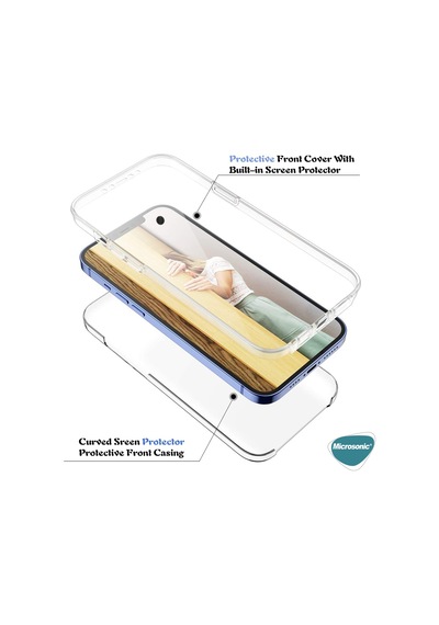 Microsonic Apple iPhone Uyumlu 15 Pro Kılıf 6 Tarafı Tam Full Koruma 360 Clear Soft Şeffaf -