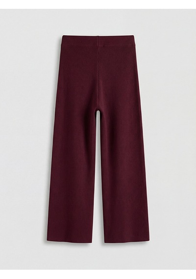 Lcw Modest Bordo Beli Lastikli Geniş Paça Kadın Triko Pantolon