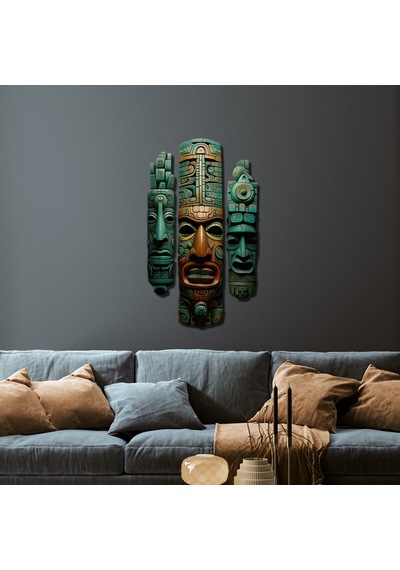 Aztec Totem Trio Metal Tablo