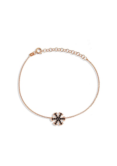 Siyah Taşlı Gümüş Kar Tanesi Bileklik Rose Gold