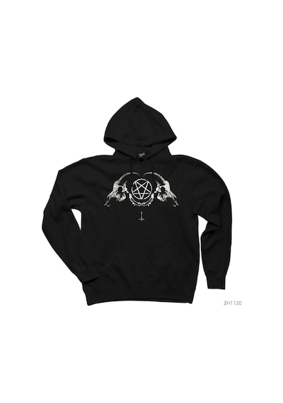 Satan Dual Siyah Kapşonlu Sweatshirt Hoodie Siyah