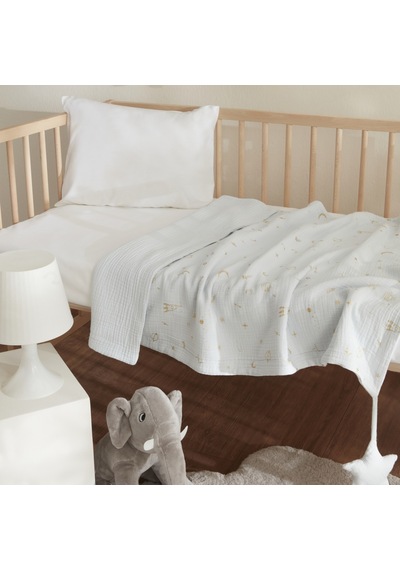 Karaca Home Starry Müslin %100 Pamuk Bebek Battaniye Mavi 70x100 Cm Mavi
