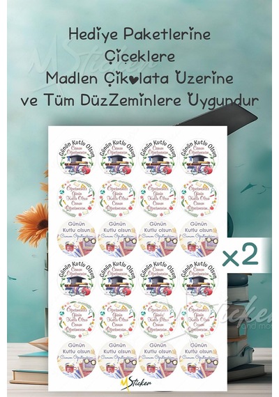 Öğretmenler Günü Sticker Seti 48 Adet