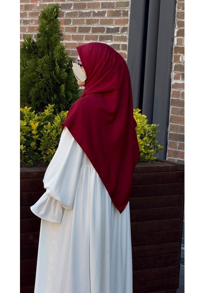 Qalortex Scarf Premium Jakarlı Sare Büyük Boy Eşarp - Bordo