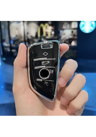 Bmw 4 Serisi G22 Siyah-silver Anahtar Kılıfı