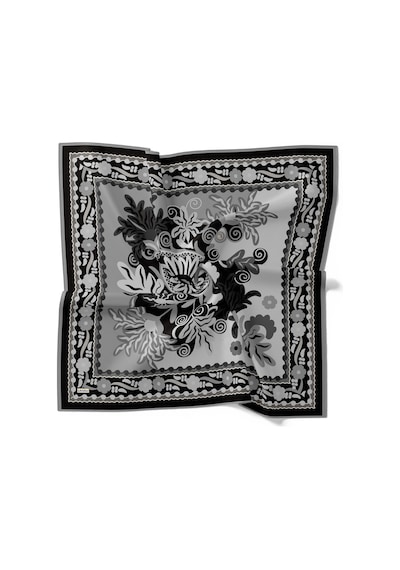 Levidor Royal Eşarp Etnik Desen Siyah Gri Siyah Gri