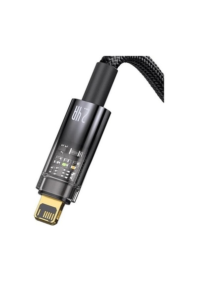 Şeffaf Uçlu Apple Uyumlu iPhone 45w Usb Hızlı Ve Dayanıklı Şarj Ve Data Işıklı Örgü Kablo 1 Metre Lisinya