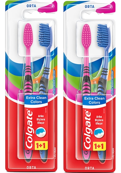 Colgate Extra Clean Dil Temizleyicili Diş Fırçası 2 x 2'li