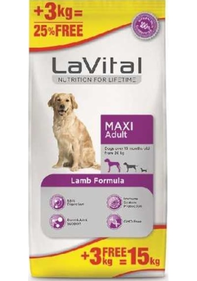 La Vital Kuzu Etli Büyük Irk Yetişkin Köpek Maması 12+3 KG