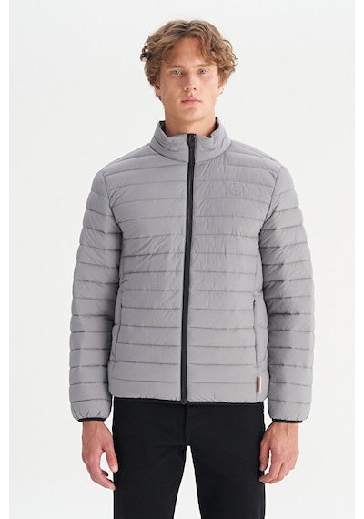 Wrangler Regular Fit Dik Yaka Şişme Mont Erkek Mont W2520510 035 Gri