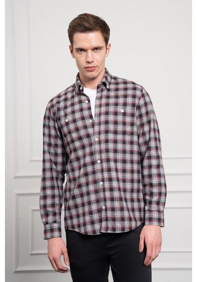 Morven Erkek Gri Kışlık Düğmeli Yaka Regular Fit Gömlek 25ks004006100 Gri Gri