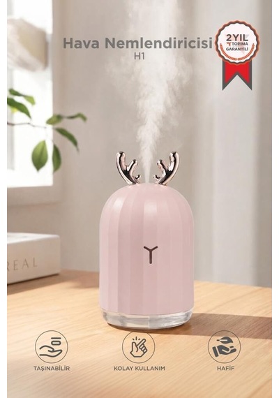 Premium Salon Alışveriş Hediyelik Hava Nemlendiricisi Buhar Makinesi 220 Ml Pembe H1